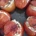 tomates farcies au chèvre et aux champignons