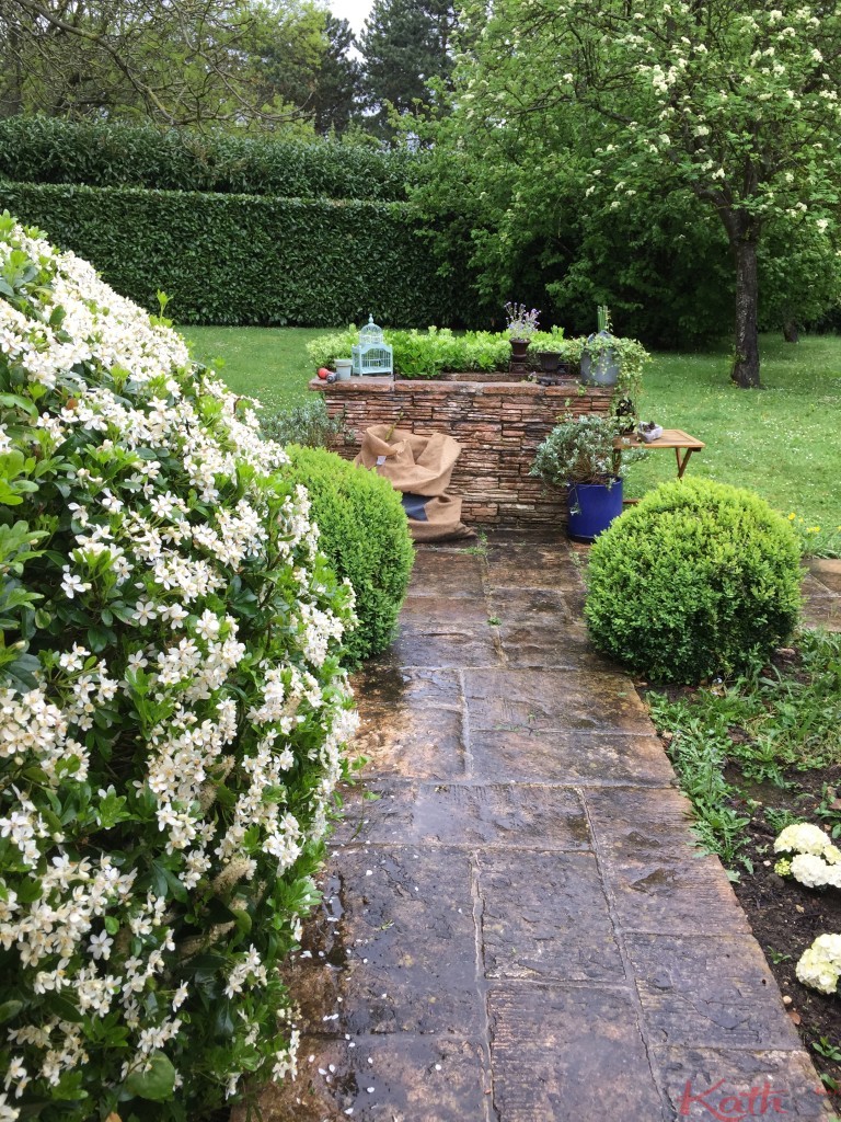 jardin sous la pluie