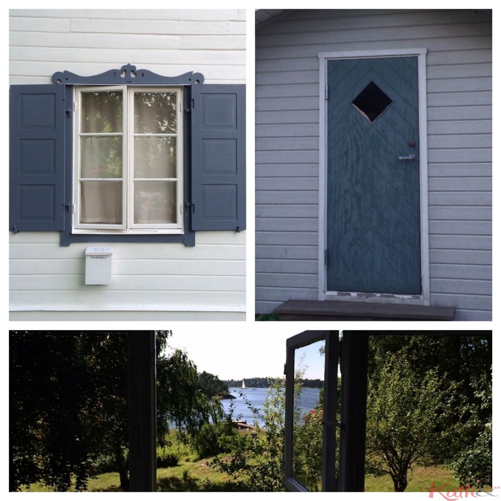 Fenêtre et porte à Vaxholm, vue sur skarpö