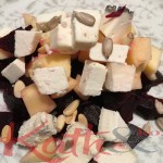 salade de betteraves, chèvre, pommes et pignons