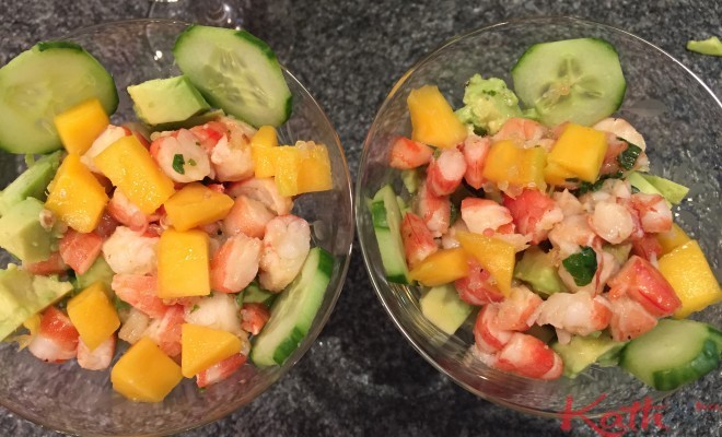 Cocktail de crevettes, avocat, mangue
